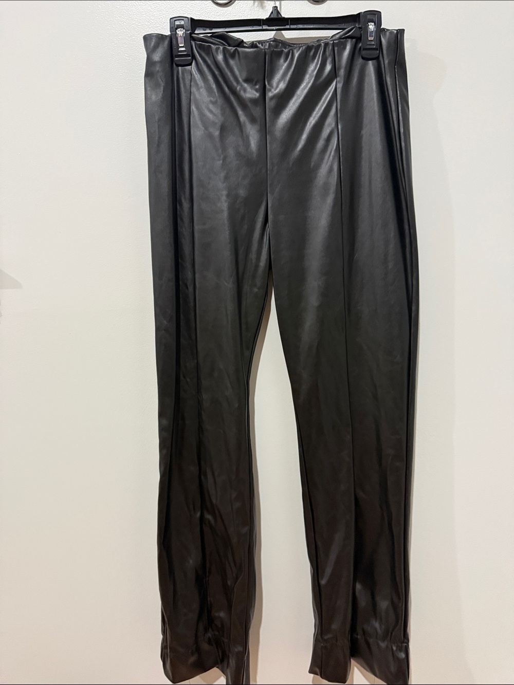 HEIMISH USA Black Faux Leather Straight-Leg Pants